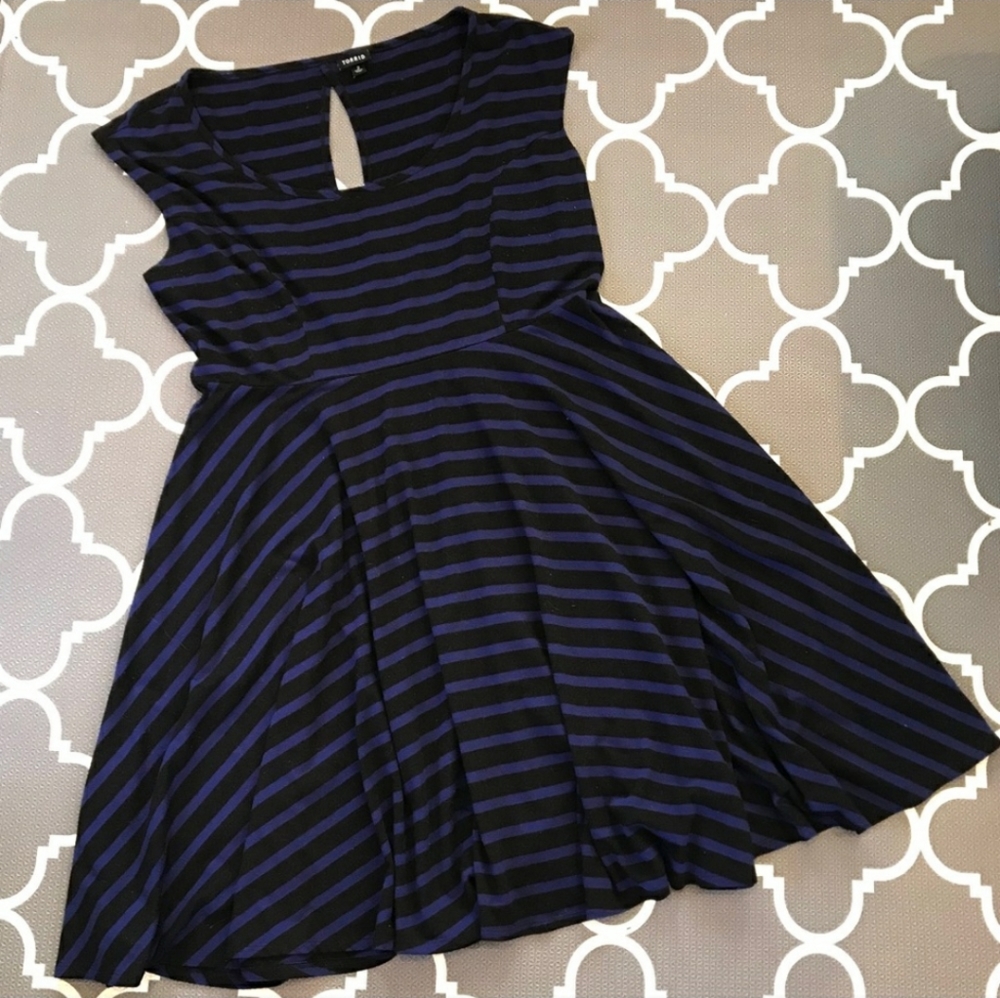 Torrid black and blue striped dress